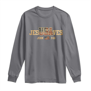 Funny Jesus Saves USA John 3 16 Long Sleeve Shirt Christian 4th Of July Bible Verse TS11 Charcoal Print Your Wear
