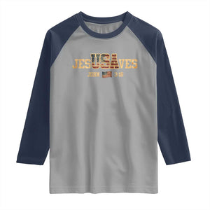 Funny Jesus Saves USA John 3 16 Raglan Shirt Christian 4th Of July Bible Verse TS11 Sport Gray Navy Print Your Wear