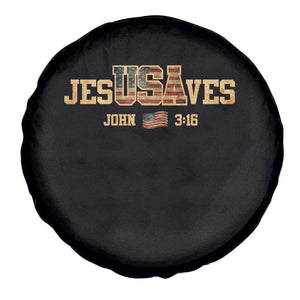 Funny Jesus Saves USA John 3 16 Spare Tire Cover Christian 4th Of July Bible Verse TS11 Print Your Wear