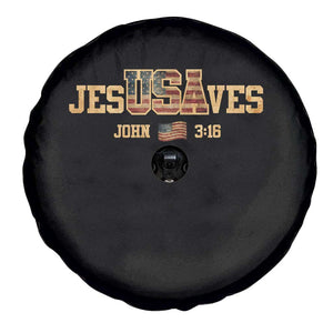 Funny Jesus Saves USA John 3 16 Spare Tire Cover Christian 4th Of July Bible Verse TS11 Print Your Wear