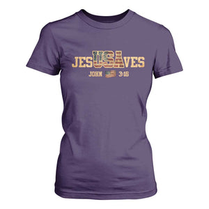 Funny Jesus Saves USA John 3 16 T Shirt For Women Christian 4th Of July Bible Verse TS11 Purple Print Your Wear