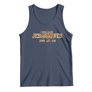 Funny Jesus Saves USA John 3 16 Tank Top Christian 4th Of July Bible Verse TS11 Navy Print Your Wear