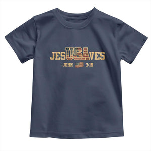 Funny Jesus Saves USA John 3 16 Toddler T Shirt Christian 4th Of July Bible Verse TS11 Navy Print Your Wear