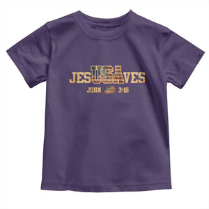 Funny Jesus Saves USA John 3 16 Toddler T Shirt Christian 4th Of July Bible Verse TS11 Purple Print Your Wear