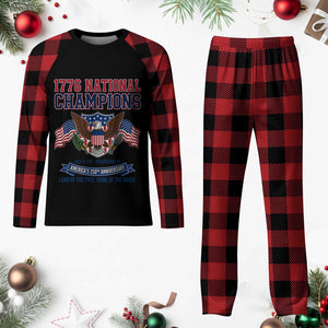 1776 National Champions 250th Anniversary USA Plaid Pajama Set Land Of The Free Home Of The Brave