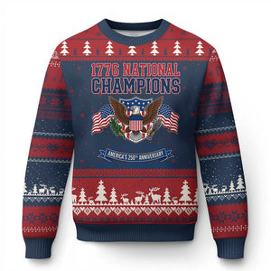 1776 National Champions 250th Anniversary USA Ugly Christmas Sweater Land Of The Free Home Of The Brave
