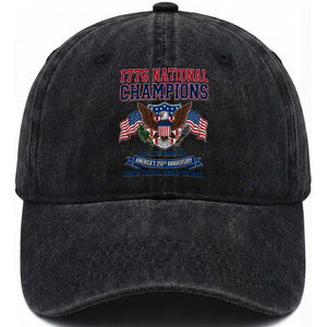 1776 National Champions 250th Anniversary USA Washed Cotton Baseball Cap Land Of The Free Home Of The Brave