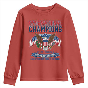 1776 National Champions 250th Anniversary USA Youth Sweatshirt Land Of The Free Home Of The Brave