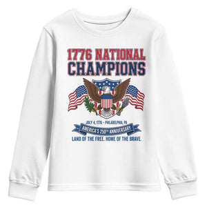 1776 National Champions 250th Anniversary USA Youth Sweatshirt Land Of The Free Home Of The Brave