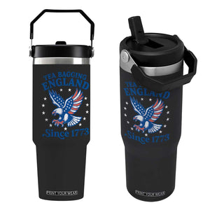Tea Bagging England Since 1773 Flip Straw Tumbler Patriotic Eagle 4th of July