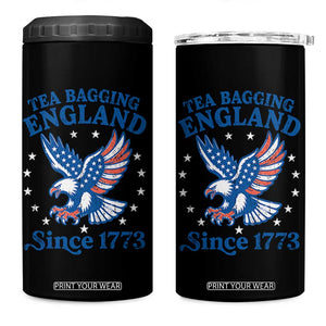 Tea Bagging England Since 1773 4 in 1 Can Cooler Tumbler Patriotic Eagle 4th of July