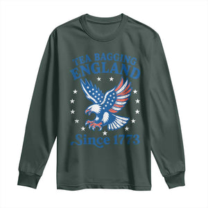 Tea Bagging England Since 1773 Long Sleeve Shirt Patriotic Eagle 4th of July