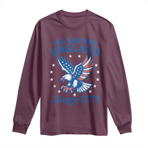 Tea Bagging England Since 1773 Long Sleeve Shirt Patriotic Eagle 4th of July