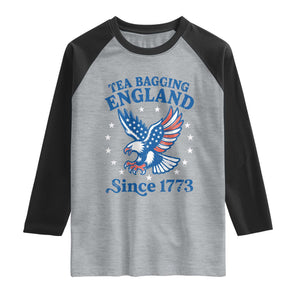 Tea Bagging England Since 1773 Raglan Shirt Patriotic Eagle 4th of July