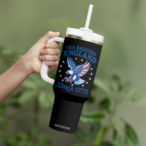 Tea Bagging England Since 1773 Tumbler With Handle Patriotic Eagle 4th of July