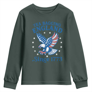 Tea Bagging England Since 1773 Youth Sweatshirt Patriotic Eagle 4th of July