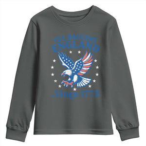 Tea Bagging England Since 1773 Youth Sweatshirt Patriotic Eagle 4th of July