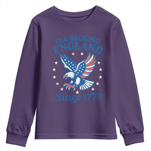 Tea Bagging England Since 1773 Youth Sweatshirt Patriotic Eagle 4th of July
