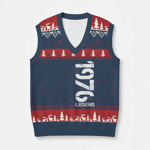 Vintage 1976 Legend V-Neck Knit Sweater Vest 50th Birthday Gifts Special Milestone TS11 Navy Red Print Your Wear