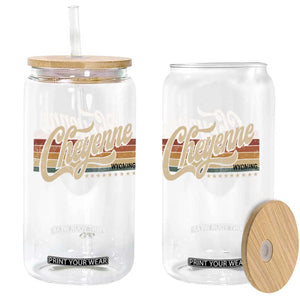 Cheyenne Wyoming Pride Retro Vintage WY State Glass Can