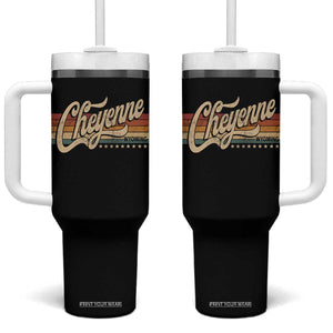 Cheyenne Wyoming Pride Retro Vintage WY State Tumbler With Handle