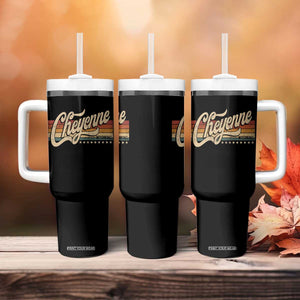 Cheyenne Wyoming Pride Retro Vintage WY State Tumbler With Handle