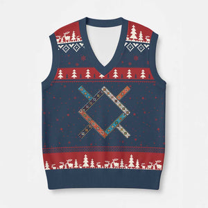 Northern Cheyenne Tribe Flag Montana Tribal Pattern V-Neck Knit Sweater Vest TS11 Navy Red Print Your Wear