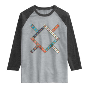 Northern Cheyenne Tribe Flag Montana Tribal Pattern Raglan Shirt TS11 Heather Gray Heather Charcoal Print Your Wear