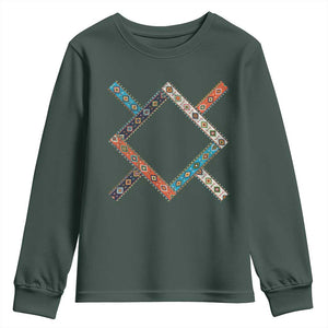 Northern Cheyenne Tribe Flag Montana Tribal Pattern Youth Sweatshirt TS11 Dark Forest Green Print Your Wear
