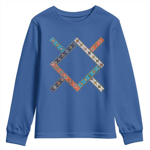 Northern Cheyenne Tribe Flag Montana Tribal Pattern Youth Sweatshirt TS11 Royal Blue Print Your Wear