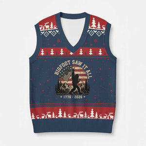 Bigfoot Saw It All 250 Years 1776 2026 4th of July V-Neck Knit Sweater Vest