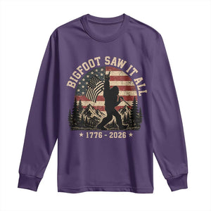 Bigfoot Saw It All 250 Years 1776 2026 4th of July Long Sleeve Shirt TS11 Purple Print Your Wear