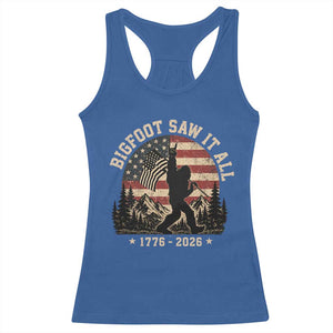 Bigfoot Saw It All 250 Years 1776 2026 4th of July Racerback Tank Top TS11 Royal Blue Print Your Wear