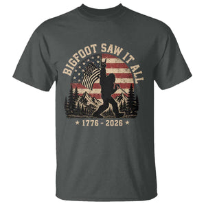 Bigfoot Saw It All 250 Years 1776 2026 4th of July T Shirt TS11 Dark Heather Print Your Wear