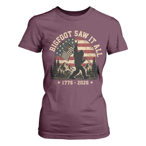 Bigfoot Saw It All 250 Years 1776 2026 4th of July T Shirt For Women
