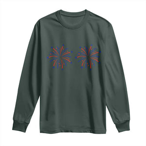 Funny Fireworks 4th of July Adult Humor Long Sleeve Shirt Just Here for The Fireworks