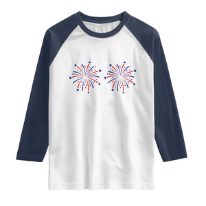 Funny Fireworks 4th of July Adult Humor Raglan Shirt Just Here for The Fireworks