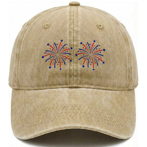 Funny Fireworks 4th of July Adult Humor Washed Cotton Baseball Cap Just Here for The Fireworks