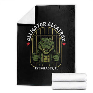 Funny Aligator Alcatraz Everglades Throw Blanket Alligator Prison Alligatraz Meme TS11 Black Print Your Wear