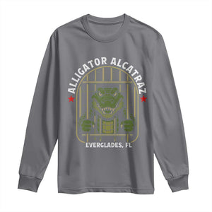 Funny Aligator Alcatraz Everglades Long Sleeve Shirt Alligator Prison Alligatraz Meme TS11 Charcoal Print Your Wear
