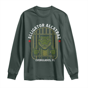 Funny Aligator Alcatraz Everglades Long Sleeve Shirt Alligator Prison Alligatraz Meme TS11 Dark Forest Green Print Your Wear