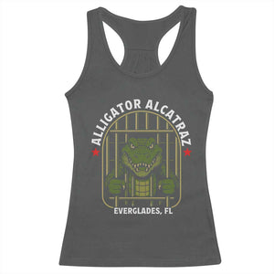 Funny Aligator Alcatraz Everglades Racerback Tank Top Alligator Prison Alligatraz Meme TS11 Dark Heather Print Your Wear
