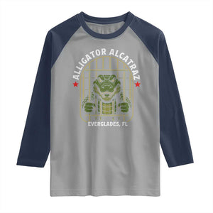 Funny Aligator Alcatraz Everglades Raglan Shirt Alligator Prison Alligatraz Meme TS11 Sport Gray Navy Print Your Wear