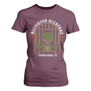 Funny Aligator Alcatraz Everglades T Shirt For Women Alligator Prison Alligatraz Meme TS11 Maroon Print Your Wear