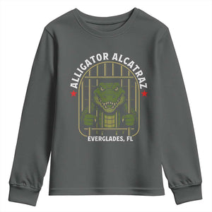 Funny Aligator Alcatraz Everglades Youth Sweatshirt Alligator Prison Alligatraz Meme TS11 Dark Heather Print Your Wear