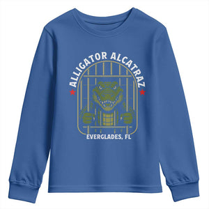 Funny Aligator Alcatraz Everglades Youth Sweatshirt Alligator Prison Alligatraz Meme TS11 Royal Blue Print Your Wear