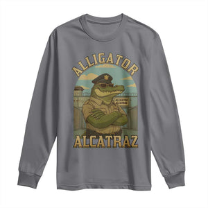 Funny Aligator Alcatraz Everglades Long Sleeve Shirt Police Alligator Alligatraz Meme TS11 Charcoal Print Your Wear