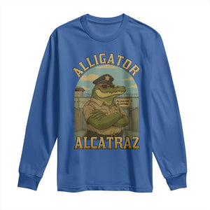 Funny Aligator Alcatraz Everglades Long Sleeve Shirt Police Alligator Alligatraz Meme TS11 Royal Blue Print Your Wear