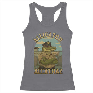 Funny Aligator Alcatraz Everglades Racerback Tank Top Police Alligator Alligatraz Meme TS11 Charcoal Print Your Wear