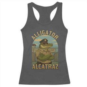 Funny Aligator Alcatraz Everglades Racerback Tank Top Police Alligator Alligatraz Meme TS11 Dark Heather Print Your Wear
